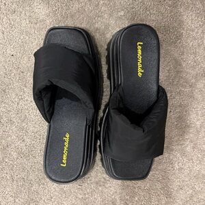 Lemonade Black Platform Sandals